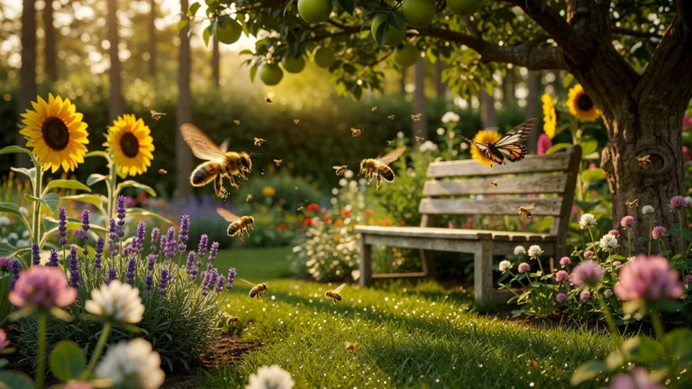 Jardin transformé et luxuriant grâce aux plantes mellifères, attirant abeilles et papillons en abondance