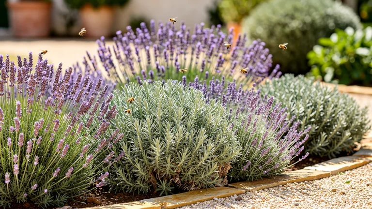 Massif ornemental de lavande officinale et lavandin après 6 ans, vue photo réaliste