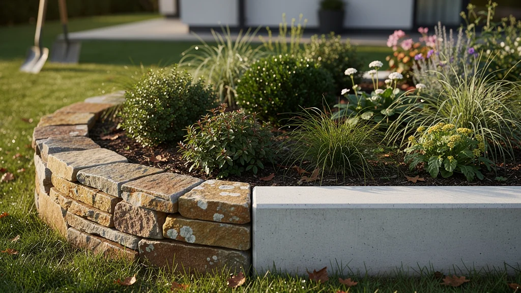Comparatif muret pierres sèches et bordure béton pour structurer un massif de jardin