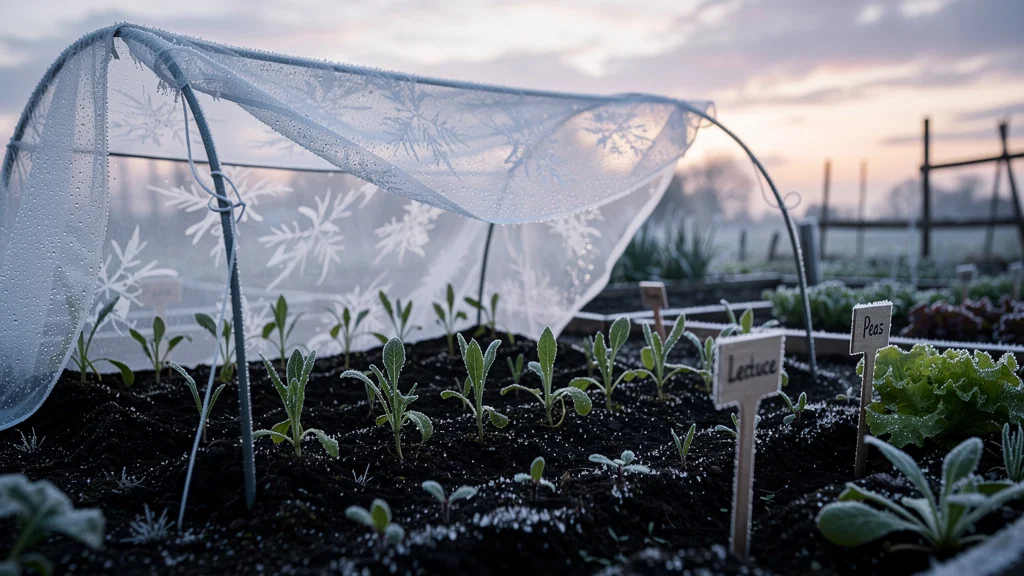 Test de voile de forçage sur semis de mars face au gel avec dégâts visibles sur jeunes plants