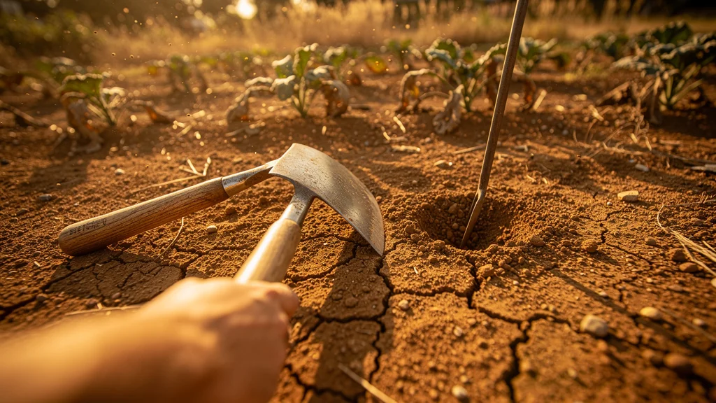Binette oscillante et sarcloir à main sur potager sec, outils essentiels pour désherber efficacement
