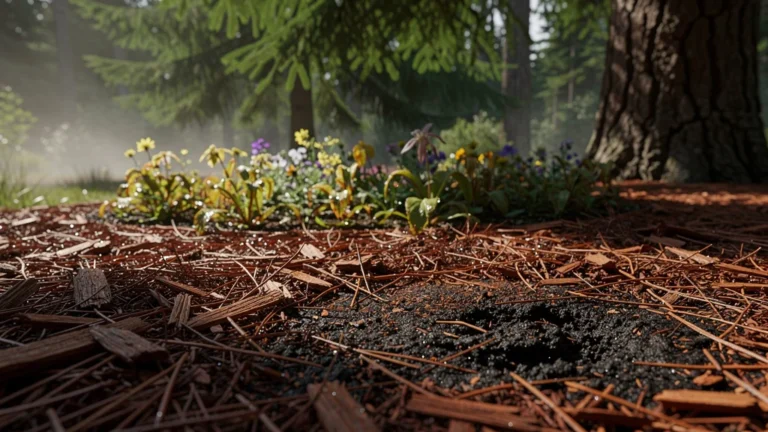 Impact du broyat de résineux frais sur massif et sol acidifié pour une saison en forêt