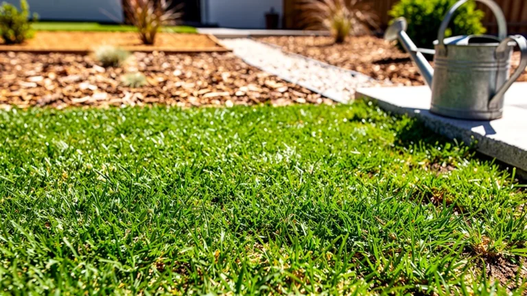 Gazon de zoysia luxuriant 15m² en plein soleil avec arrosage réduit, pelouse dense et verdoyante