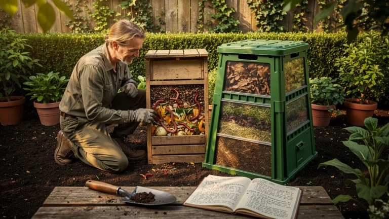 Lombricomposteur et bac compost classique dans un petit jardin, verdict après plusieurs mois d'essai