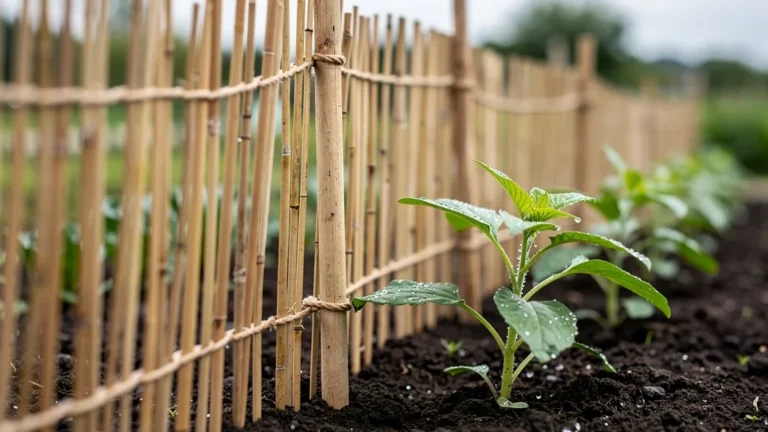 J'ai monté un brise-vent en canisse pour protéger mes jeunes plants du mistral