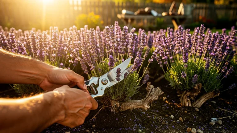 Photographie hyper-réaliste sur comment et quand tailler la lavande au jardin en automne