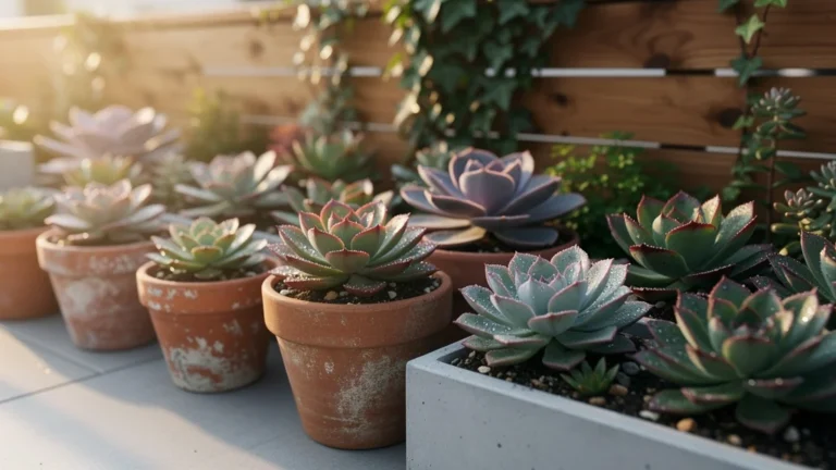 Succulentes extérieures en pleine croissance après 3 mois, jardin lumineux et naturel en plein air